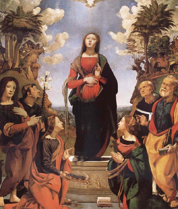Piero di Cosimo The Immaculada Concepcion and six holy Century XVI I